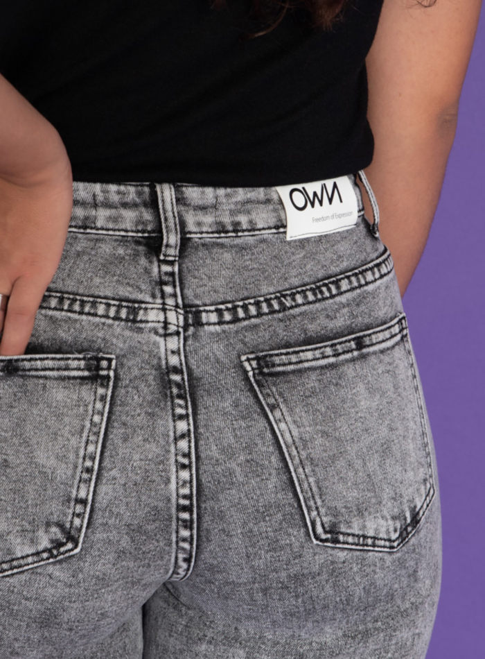 JEAN GREY WIDE LEG CROPPED